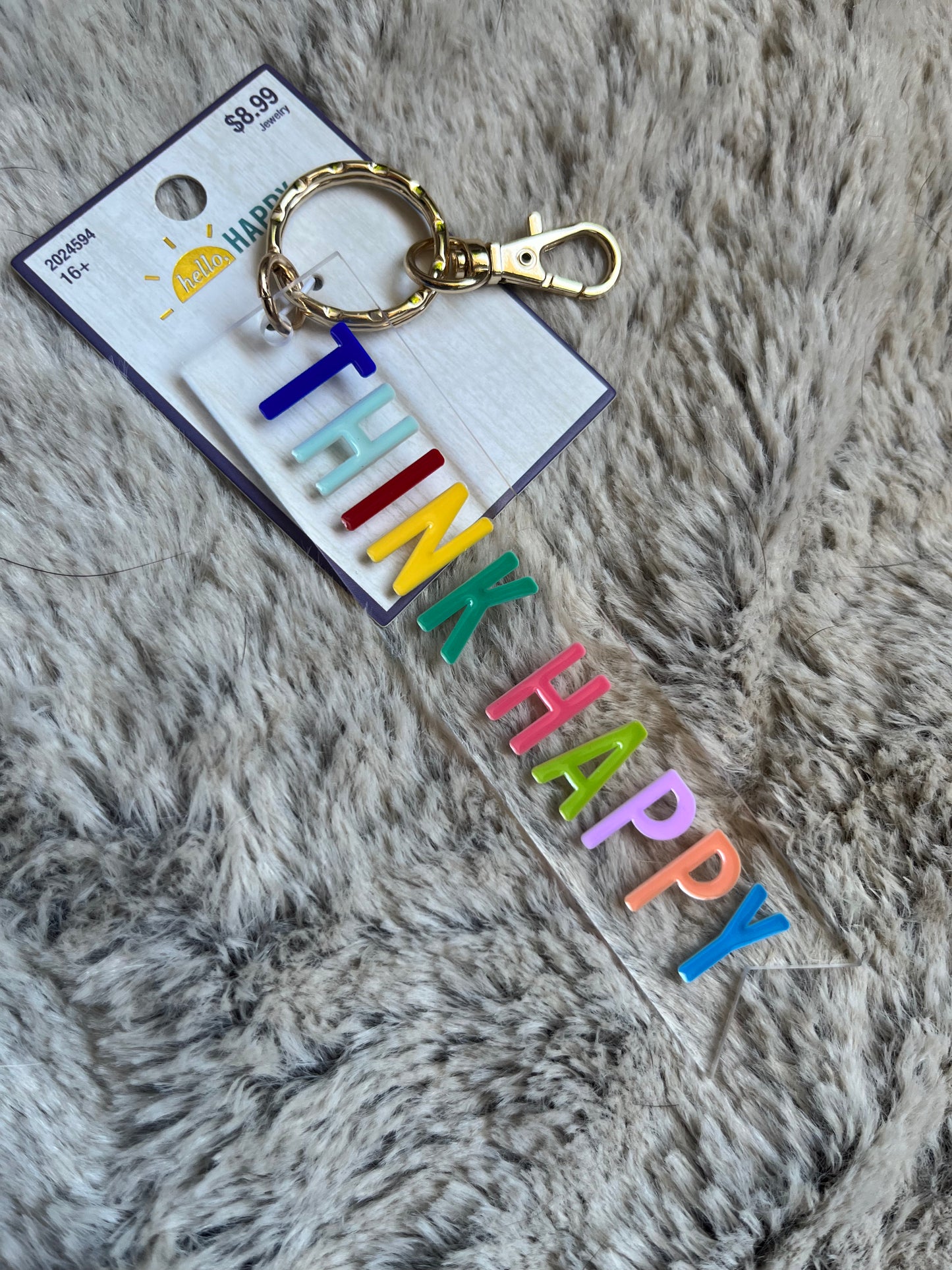 Hello Happy brand Think Happy Keychain