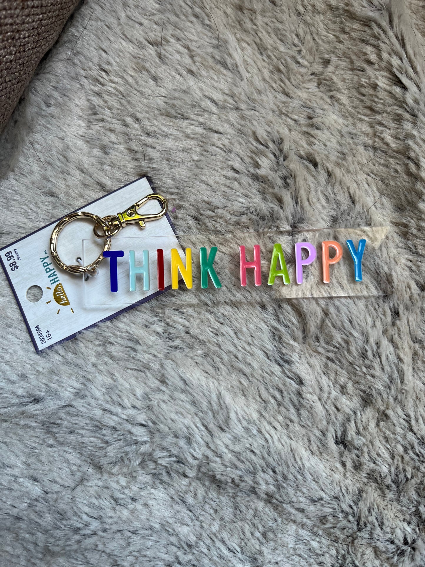 Hello Happy brand Think Happy Keychain